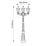 Burford Outdoor 3-Light Lamp Post - Comet Lighting