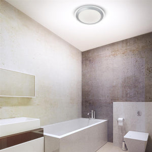 Chester LED Bathroom Flush  -  Acrylic & Silver Metal, IP44 - Comet Lighting