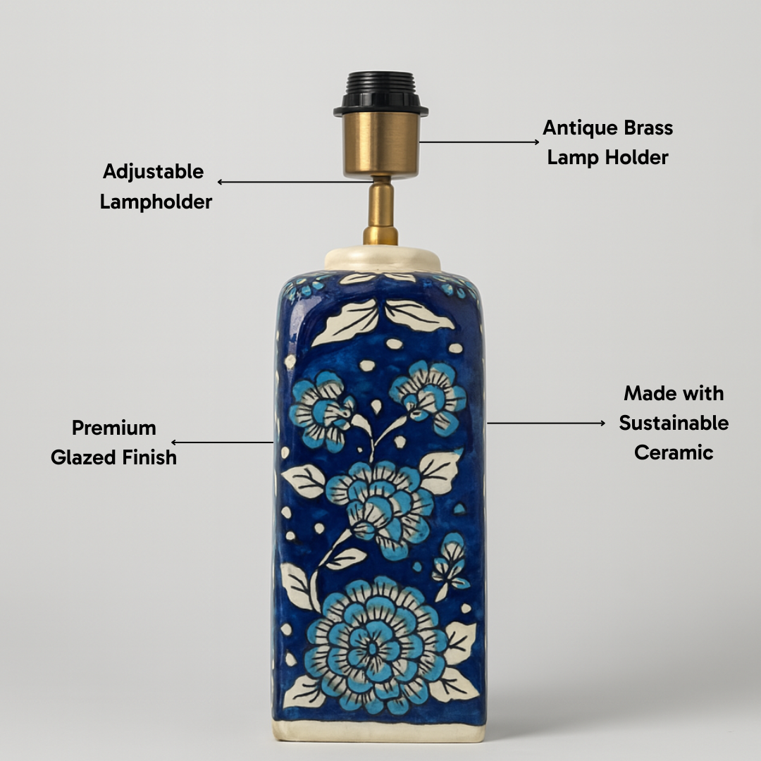 AARTIN MAPLE TABLE LAMP IN CERAMIC WITH BLUE WHITE HAND PAINTED DESIGN (BASE ONLY)