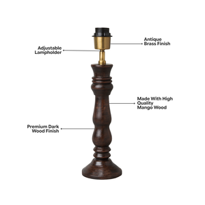 AARTIN Orla Wood Table Lamp - Dark Wood Finish ( Base Only )