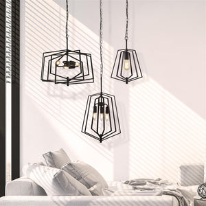 Merrifield 3Lt Large pendant Ceiling Light Black - Comet Lighting
