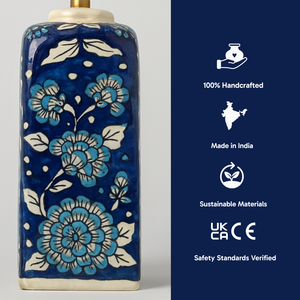 AARTIN MAPLE TABLE LAMP IN CERAMIC WITH BLUE WHITE HAND PAINTED DESIGN (BASE ONLY)