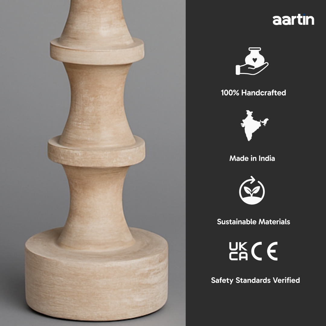 AARTIN NOVA TABLE LAMP IN WOOD WITH WHITEWASH FINISH (BASE ONLY)