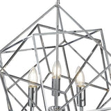 Searchlight 3 Light Pendant Geometric Cube Frame Chrome