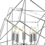 Searchlight 5 Light Pendant Geometric Cube Frame Chrome - Comet Lighting