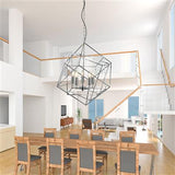 Searchlight 5 Light Pendant Geometric Cube Frame Chrome - Comet Lighting