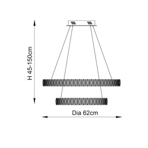 Celeste 2 Ring Pendant Ceiling Light - Comet Lighting