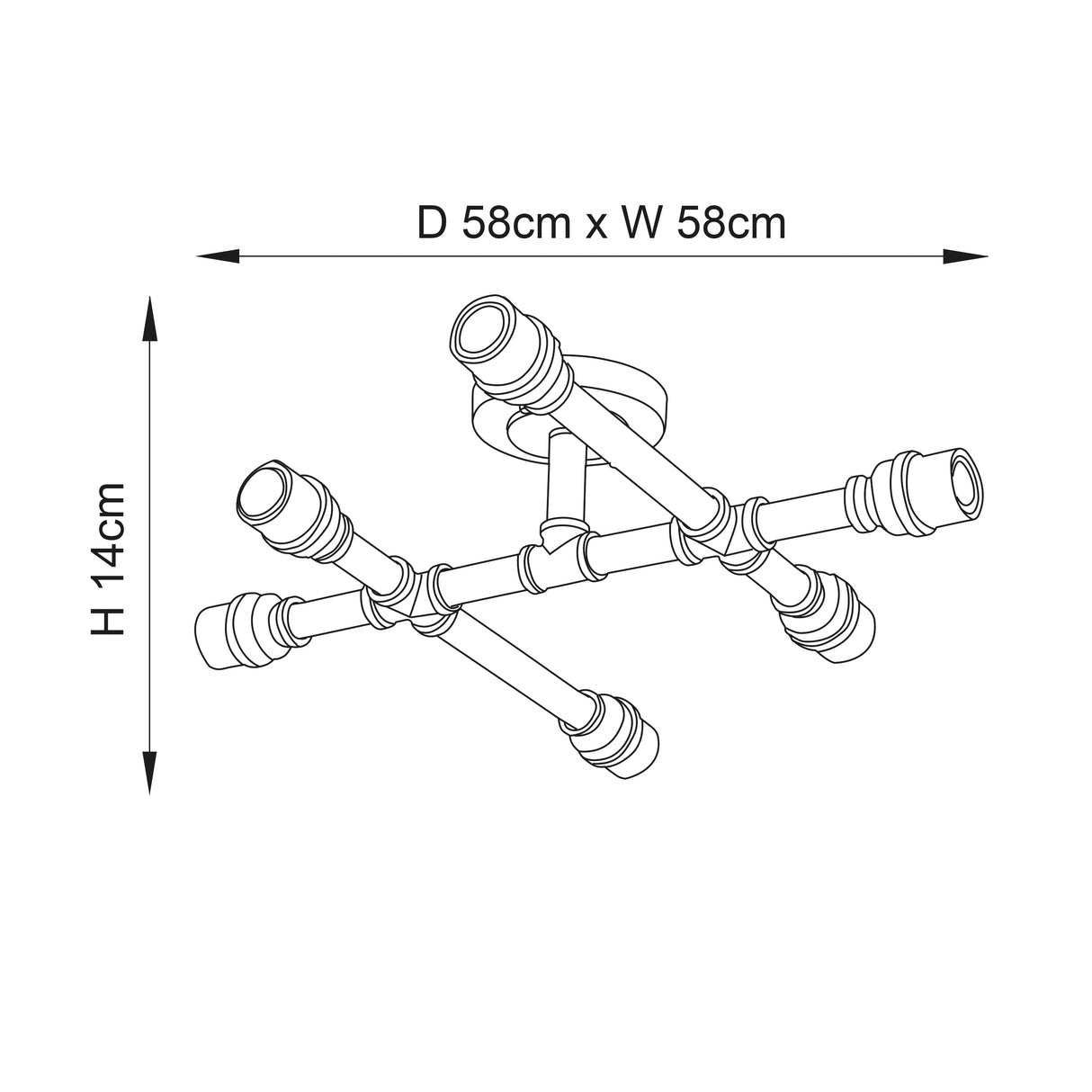 Pipe 6-Light Semi-Flush Ceiling Light - Comet Lighting