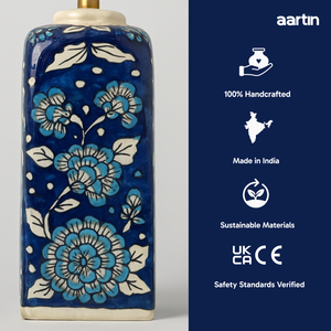 AARTIN MAPLE TABLE LAMP IN CERAMIC WITH BLUE WHITE HAND PAINTED DESIGN (BASE ONLY)