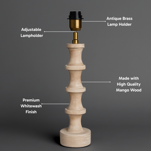 AARTIN NOVA TABLE LAMP IN WOOD WITH WHITEWASH FINISH (BASE ONLY)