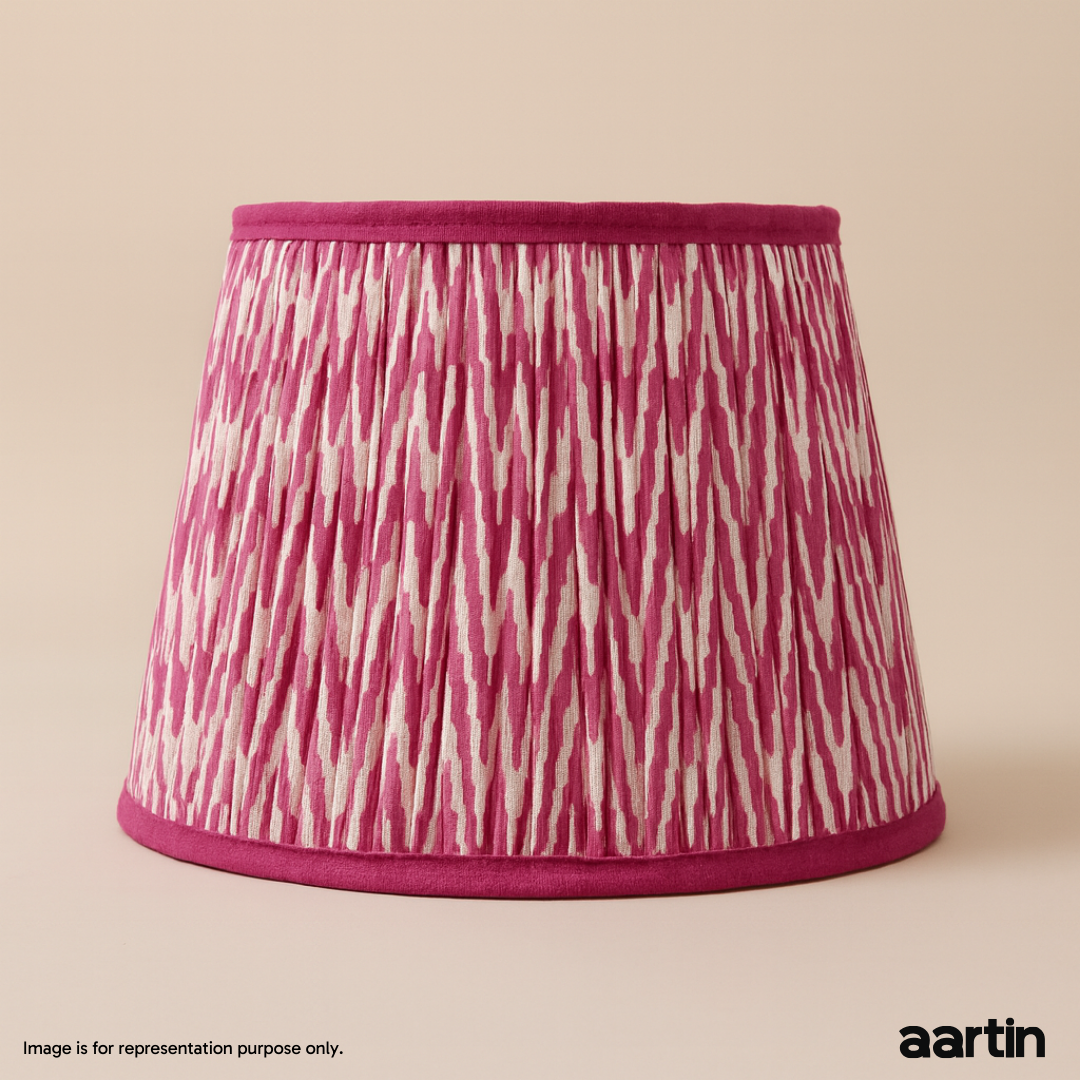 AARTIN 35 CM PINK CHEVRONS STRAIGHT EMPIRE GATHERED LAMPSHADE IN COTTON