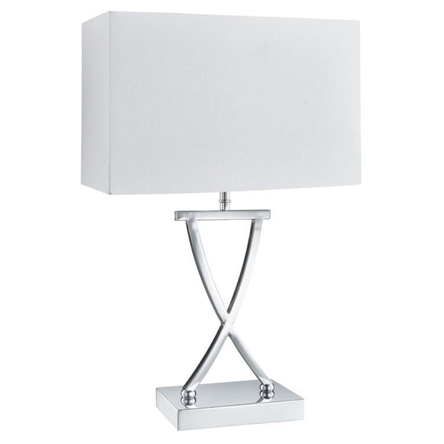 Searchlight Cross Chrome Table Lamp Drum Shade