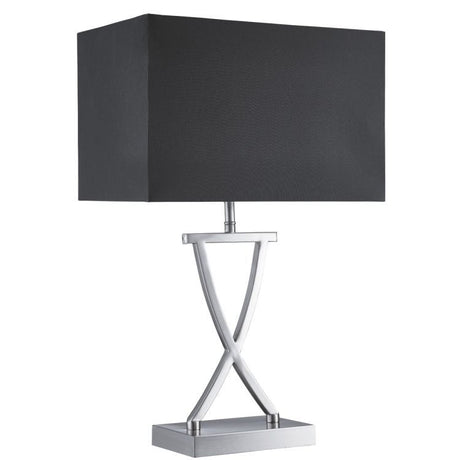 Searchlight Cross Silver Table Lamp Drum Shade