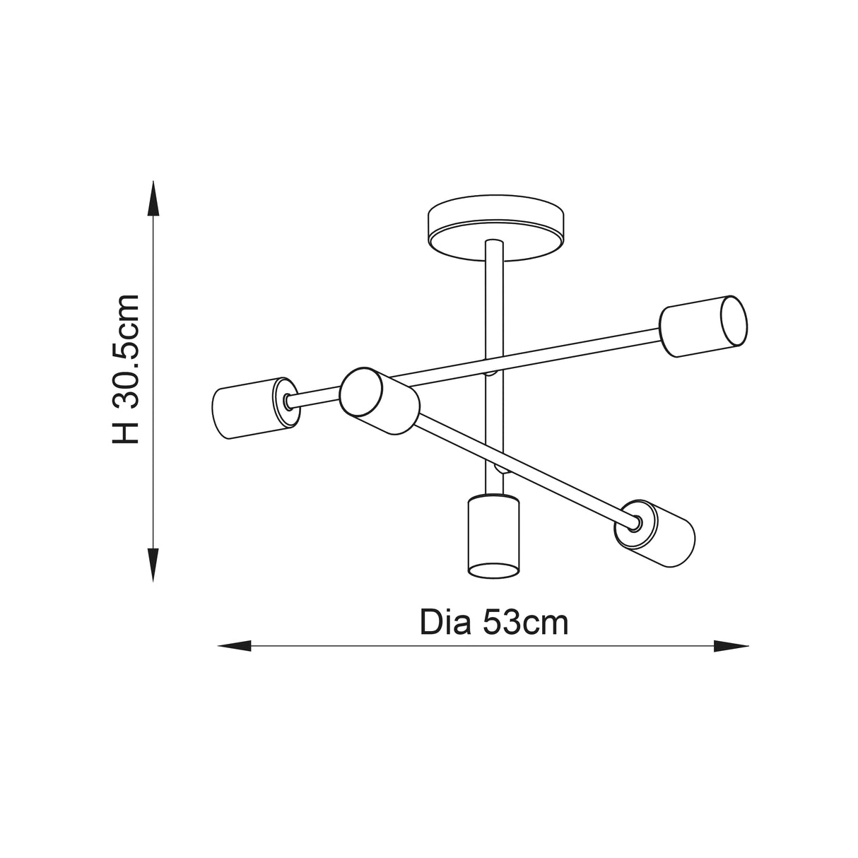 Studio 5-Light Semi-Flush Ceiling Light - Comet Lighting