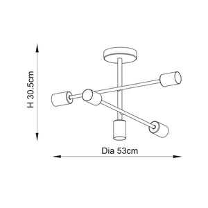 Studio 5-Light Semi-Flush Ceiling Light - Comet Lighting