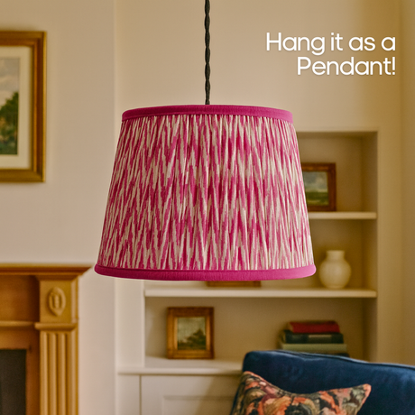 AARTIN 35 CM PINK CHEVRONS STRAIGHT EMPIRE GATHERED LAMPSHADE IN COTTON