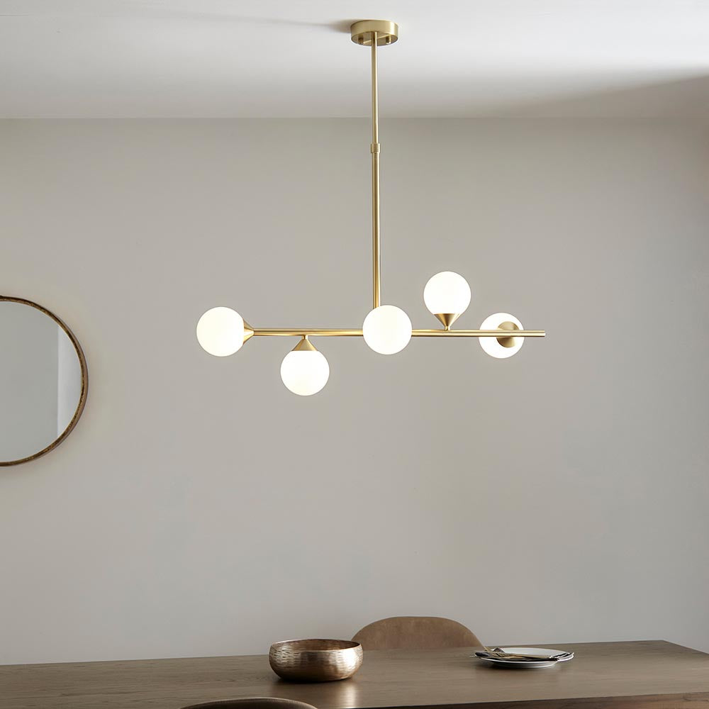 Kemi 5Lt Linear Pendant Brushed Gold