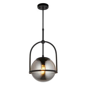 Yonne Pendant Ceiling Light Matt Black w/ Grey Tinted Glass
