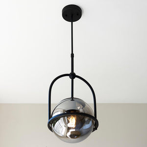 Yonne Pendant Ceiling Light Matt Black w/ Grey Tinted Glass