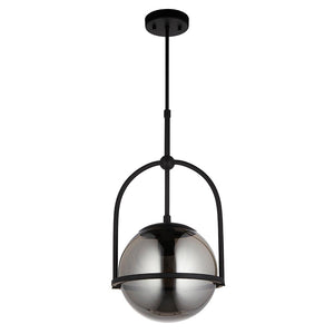 Yonne Pendant Ceiling Light Matt Black w/ Grey Tinted Glass