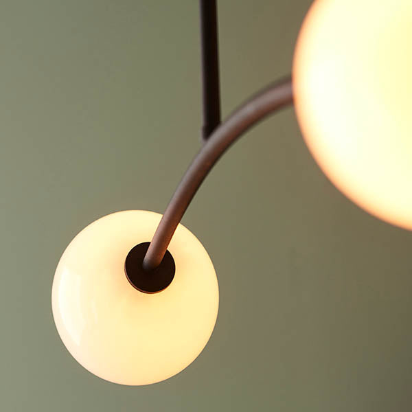 Culm 4Lt Semi-flush Ceiling Light Textured Matt Black & Gloss Opal Glass