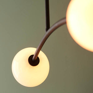 Culm 4Lt Semi-flush Ceiling Light Textured Matt Black & Gloss Opal Glass