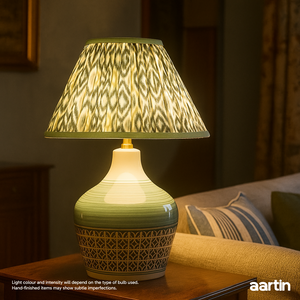 AARTIN EDEN TABLE LAMP IN CERAMIC WITH GLAZED GREEN PATTERN (BASE ONLY)