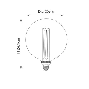 Endon E27 LED XL 200mm Globe Smoked 2.8w 2000k 120lm - Comet Lighting