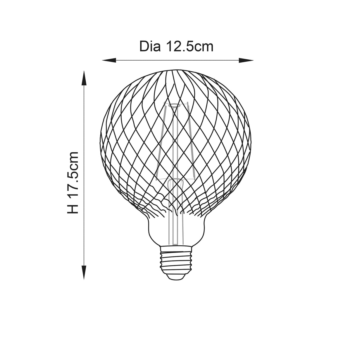 Endon E27 LED Filament Facet 125mm Globe 4w 2200k 450lm - Comet Lighting