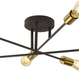 Searchlight Armstrong 6Lt Ceiling Light Black And Satin Brass - Comet Lighting