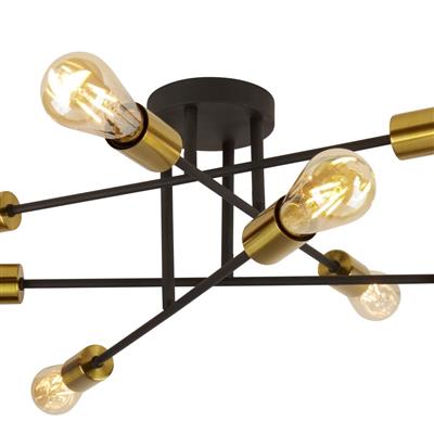 Searchlight Armstrong 8Lt Ceiling Light Black And Satin Brass - Comet Lighting