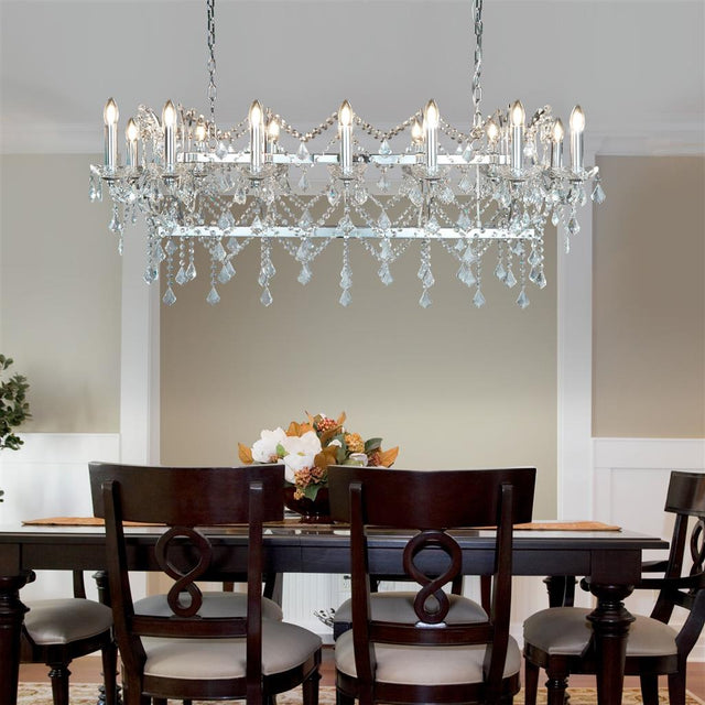 Florence 14Lt Bar Pendant - Chrome Metal & Clear Crystal - Comet Lighting