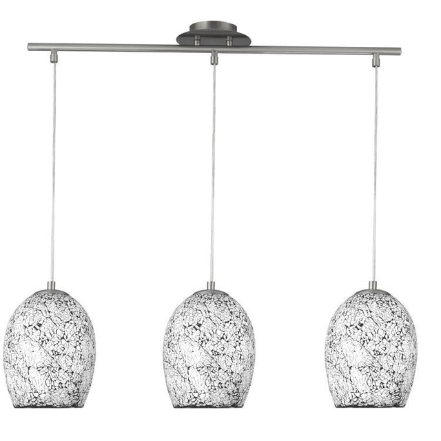 Searchlight Crackle Mosaic Glass 3 Light Dome Shades Silver White