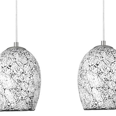 Searchlight Crackle Mosaic Glass 3 Light Dome Shades Silver White - Comet Lighting