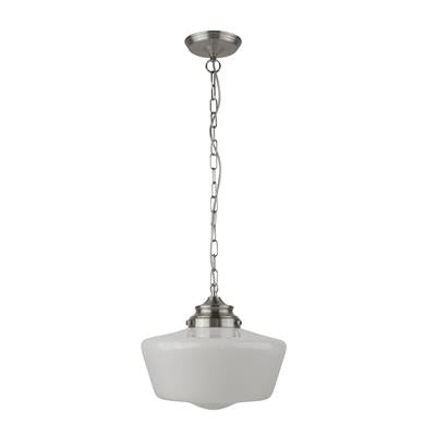 Searchlight School House White Pendant With Opal Glass - Comet Lighting