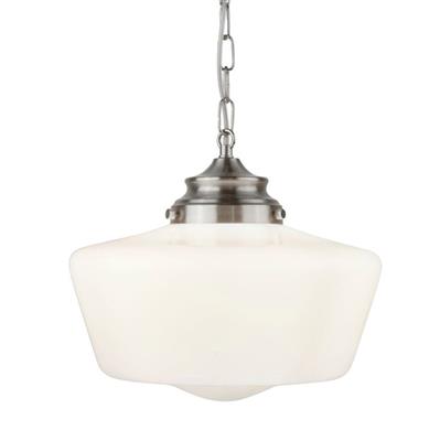 Searchlight School House White Pendant With Opal Glass - Comet Lighting