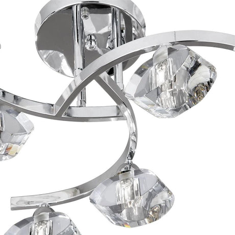 Sculptured Ice II 6Lt Flush - Chrome & Glass - Comet Lighting