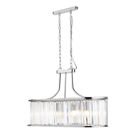 Searchlight Victoria 5Lt Oval Pendant, Chrome With Crystal Glass