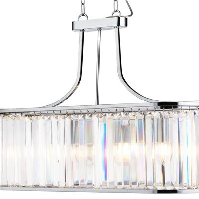 Searchlight Victoria 5Lt Oval Pendant| Chrome With Crystal Glass - Comet Lighting