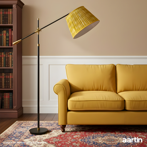 AARTIN GAMA FLOOR LAMP IN ANTIQUE BRASS & MATTE BLACK (BASE ONLY)