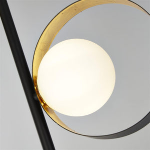 Tedburn 3Lt Floor Lamp Black/Gold Leaf - Comet Lighting