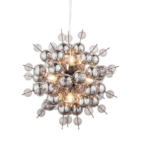 Joules 9Lt Pendant Black chrome plate with smoked mirror & tinted glass