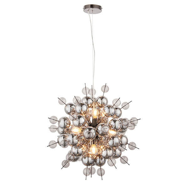 Joules 9Lt Pendant Black chrome plate with smoked mirror & tinted glass