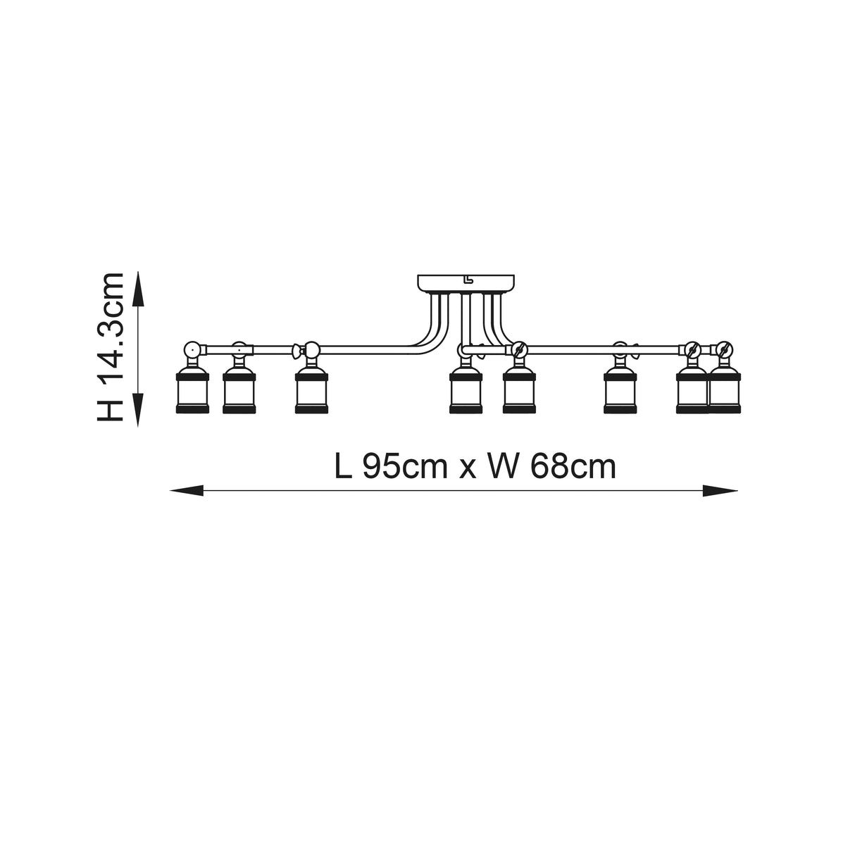 Hal 8-Light Semi-Flush Ceiling Light - Comet Lighting