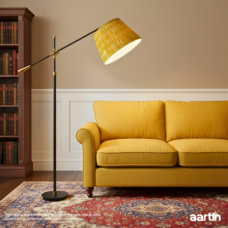 AARTIN GAMA FLOOR LAMP IN ANTIQUE BRASS & MATTE BLACK (BASE ONLY)