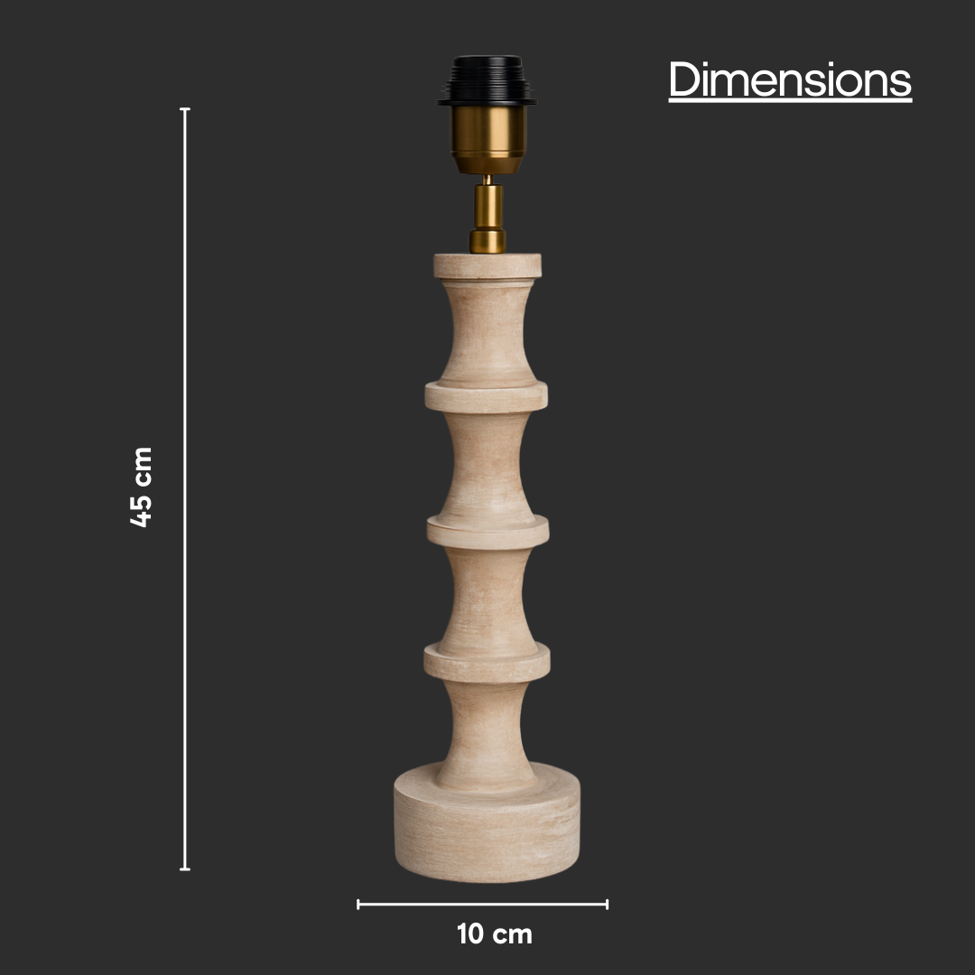 AARTIN NOVA TABLE LAMP IN WOOD WITH WHITEWASH FINISH (BASE ONLY)