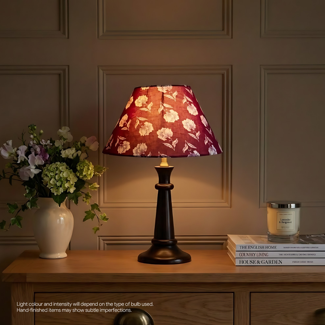 AARTIN Fable Wood Table Lamp With Cherry Blossom Lampshade
