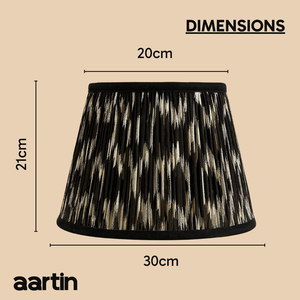 AARTIN 30 CM BLACK AND WHITE IKAT STRAIGHT EMPIRE GATHERED LAMPSHADE IN COTTON