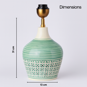 AARTIN EDEN TABLE LAMP IN CERAMIC WITH GLAZED GREEN PATTERN (BASE ONLY)