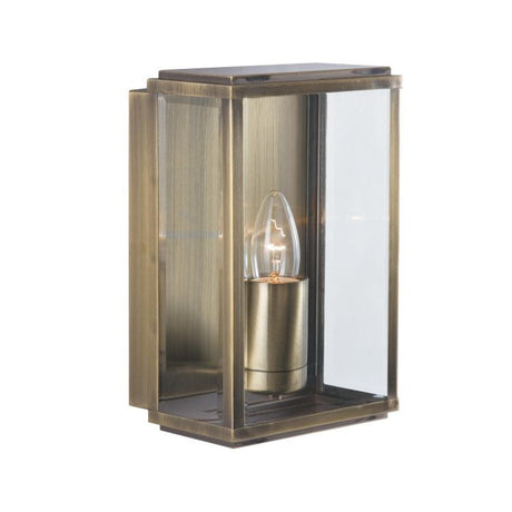 Searchlight Brass Rectangular Outdoor Wall Light BevelLED Glass